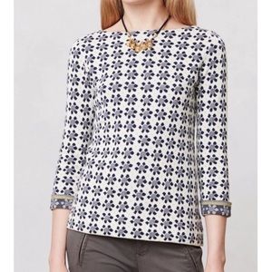Anthropologie Field Flower Geo Bloom Top Sweater